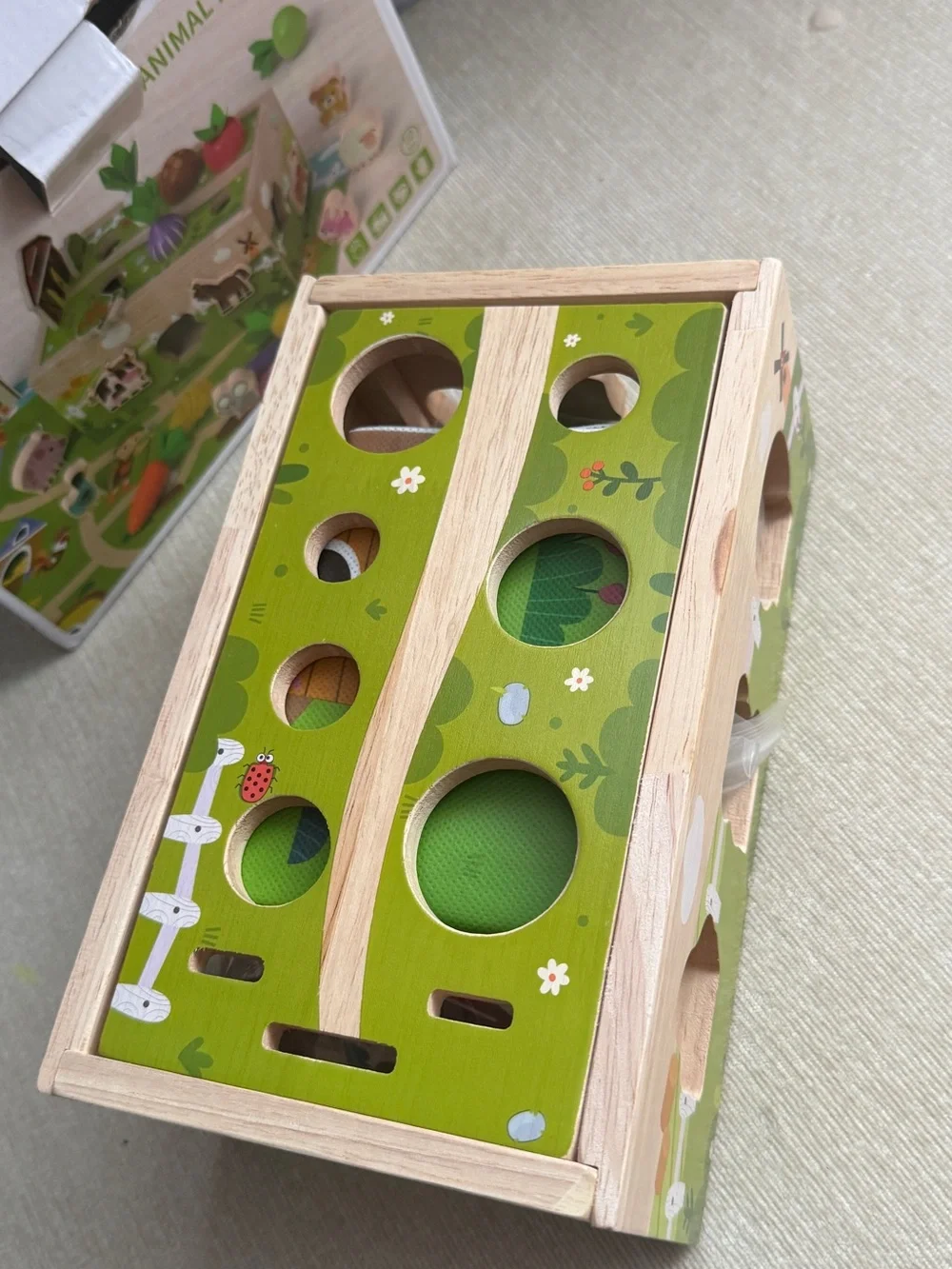 Wooden Farm Vegetable Sorting Toy - Green